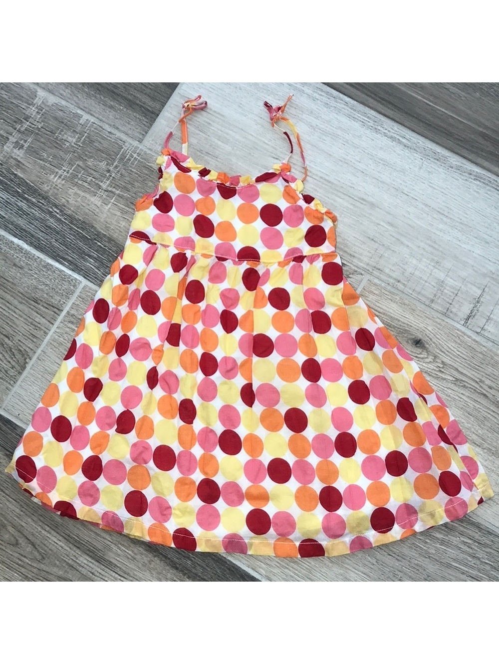 Janie and Jack Unisex Kids' Dress 12-18 Months Pink Orange Polka Dot Spaghetti-2
